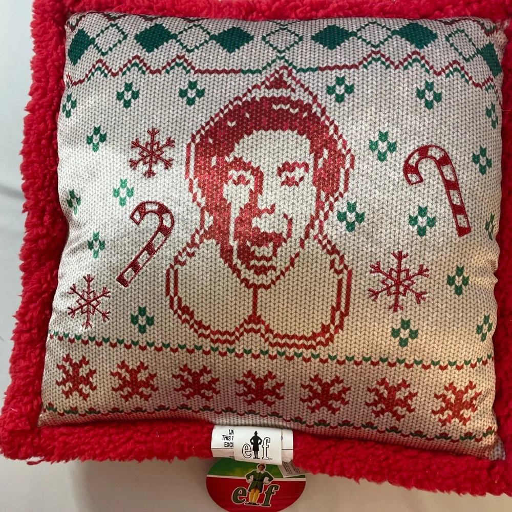 Pillow Buddy- The Elf Christmas Throw Decorative Needlepoint Embroidered Sherpa